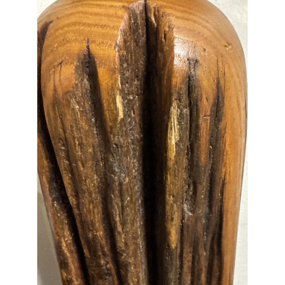 Vtg Wood Bud Vase Sculpture Carving 14.25